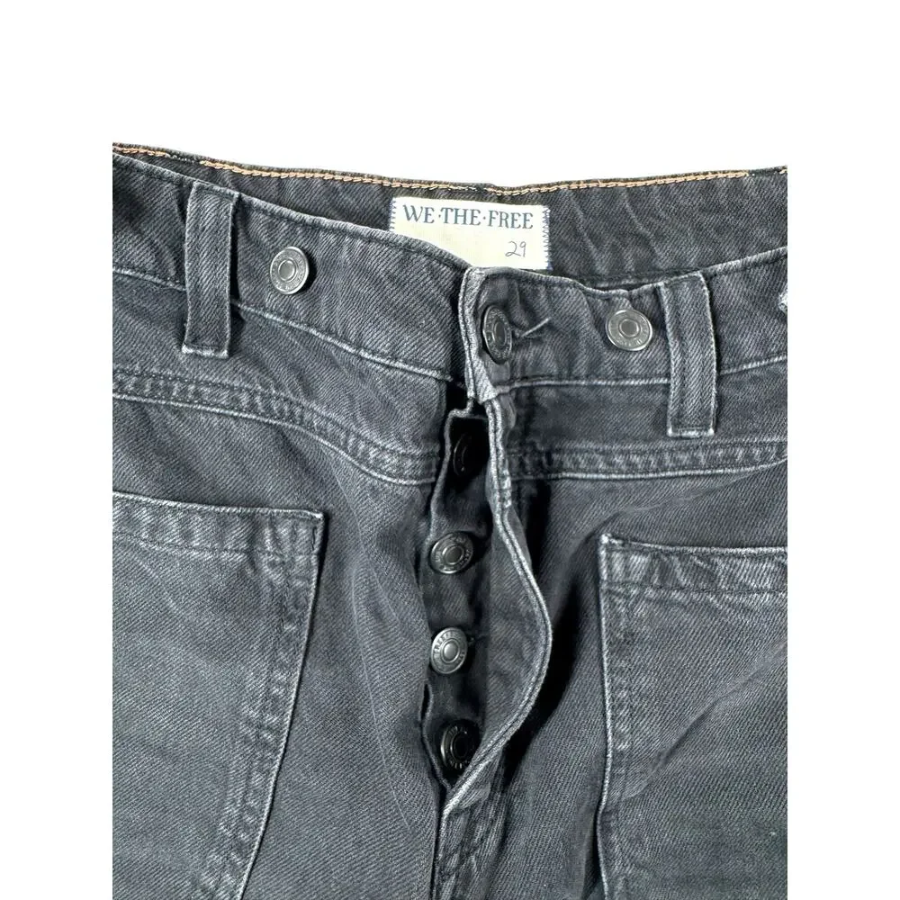 We The Free Palmer Cuffed Jeans 29 Chalkboard Black Wide Leg Relaxed Slouchy